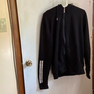 WT 02 black with white & gold stripes NWOT  note no stress on hood strings sz L